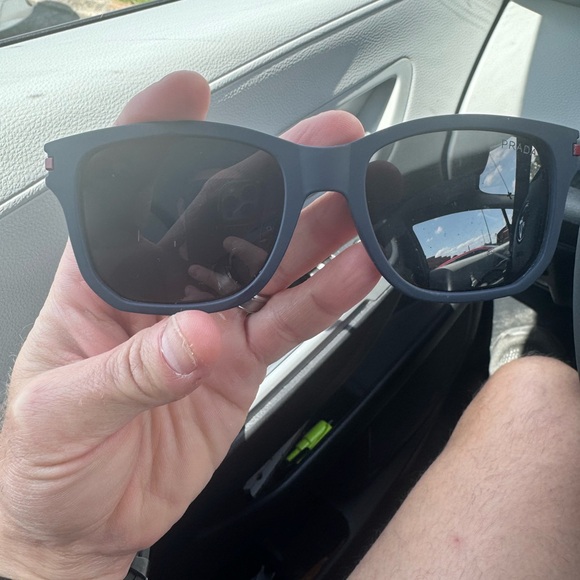 Prada blue Gray Sunglasses with Red Accent - Picture 1 of 5